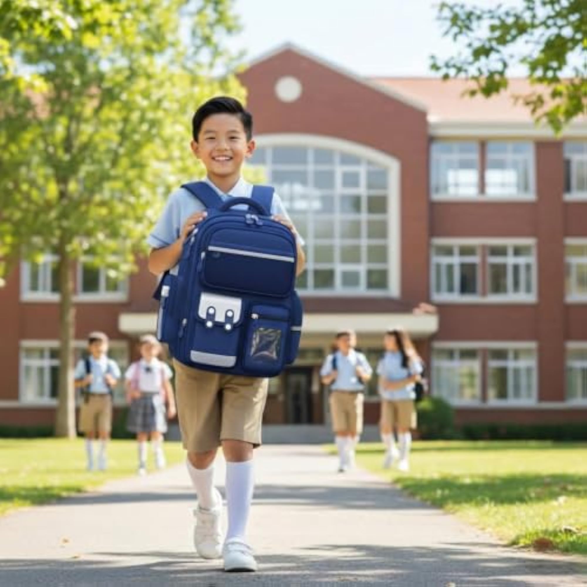 KARTUNBOX School Bag for Class 5 to 10, Kids Backpack with ID Window